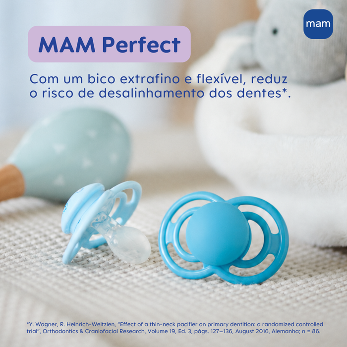 Chupeta MAM Perfect 16+ Meses com Caixa Esterilizadora Embalagem Dupla
