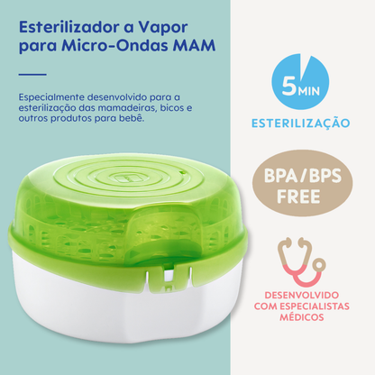 Esterilizador a Vapor MAM para Micro-Ondas Com Pinça