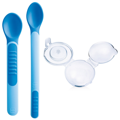 Kit de Colheres Infantis Termossensível MAM Azul