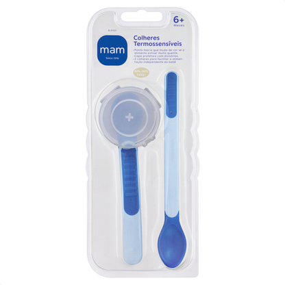 Kit de Colheres Infantis Termossensível MAM Azul