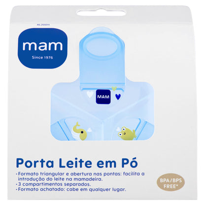 Porta Leite em Pó MAM com 3 Compartimentos e Tampa Azul