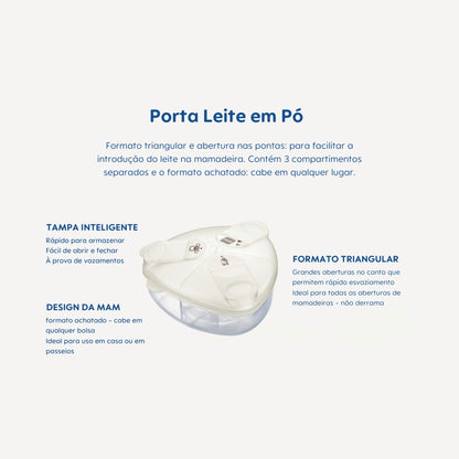 Porta Leite em Pó MAM com 3 Compartimentos e Tampa Neutra