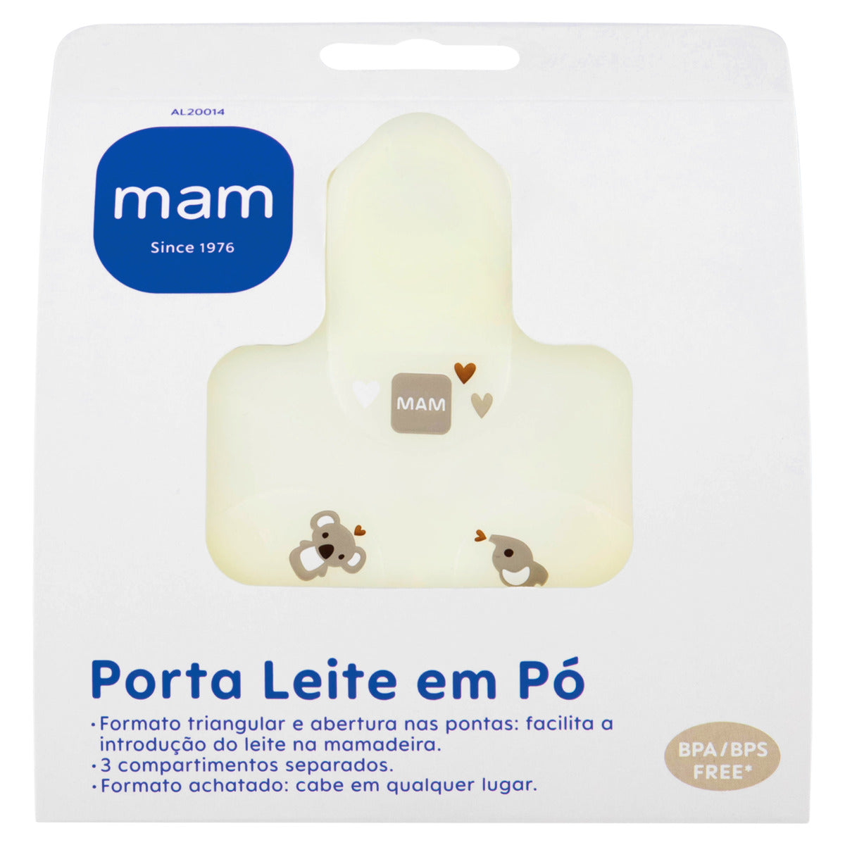 Porta Leite em Pó MAM com 3 Compartimentos e Tampa Neutra