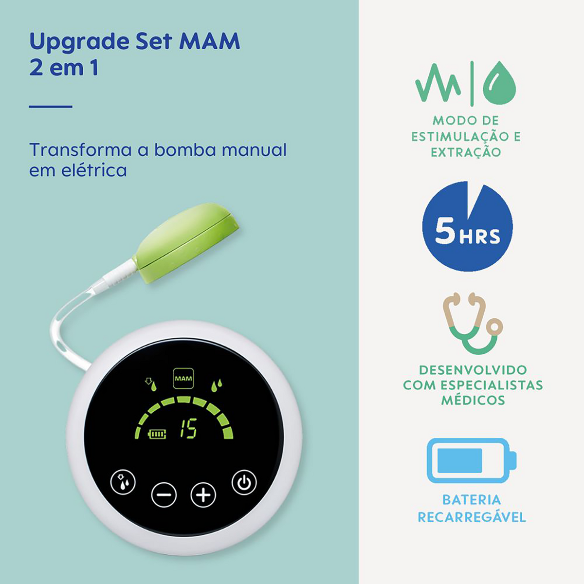 Upgrade Set MAM Adaptador Elétrico para Transformar sua Bomba Tira-Leite Manual Em Elétrica