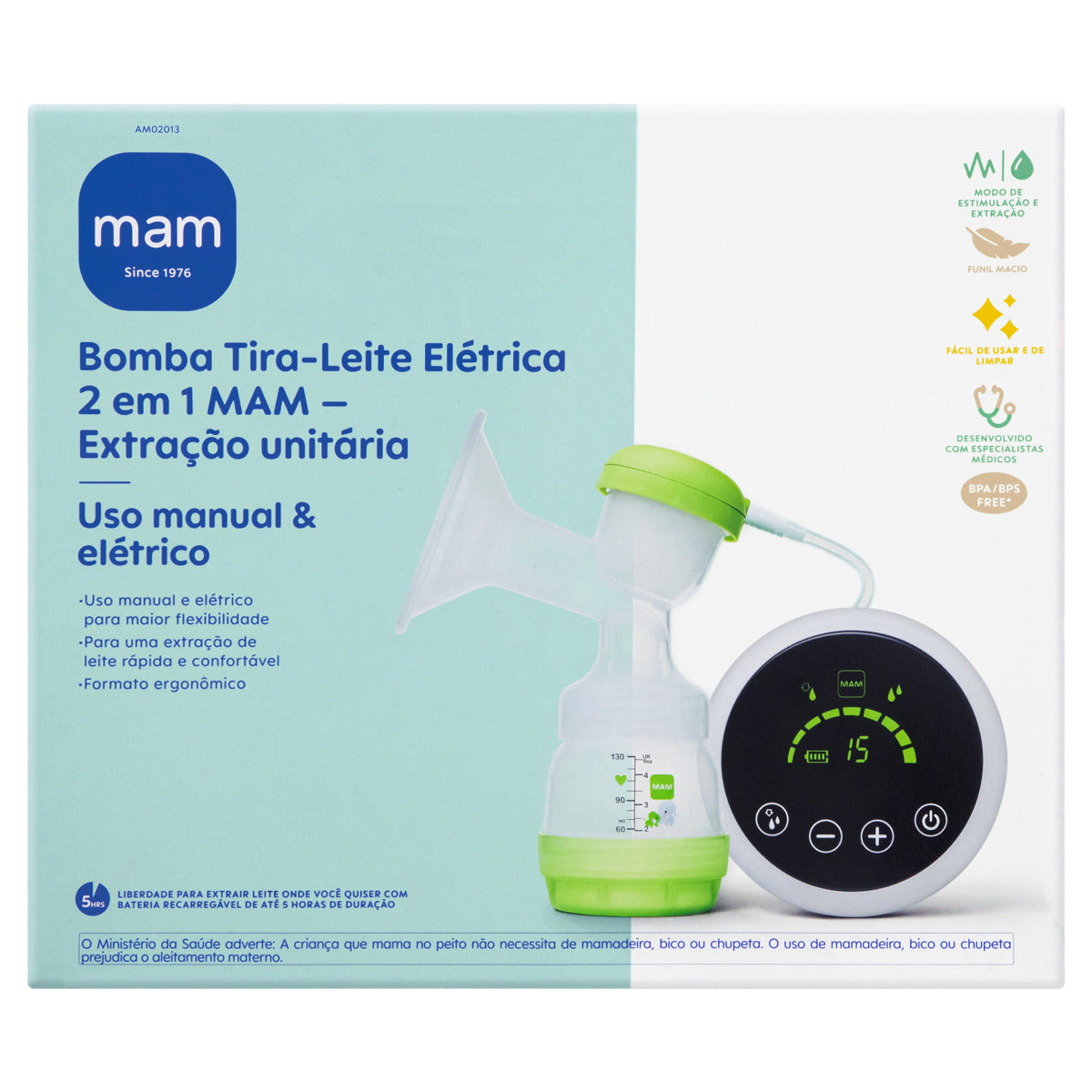 Bomba Tira-Leite 2 em 1 MAM Manual e Elétrica