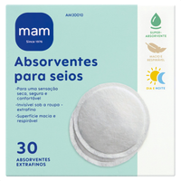 Absorventes Descartáveis para Seios MAM Diurno e Noturno 30 Unidades