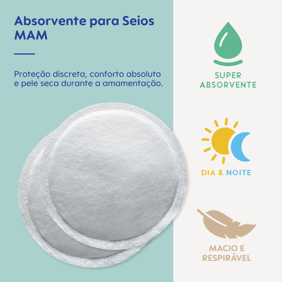 Absorventes Descartáveis para Seios MAM Diurno e Noturno 30 Unidades
