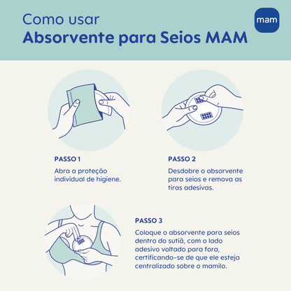 Absorventes Descartáveis para Seios MAM Diurno e Noturno 30 Unidades