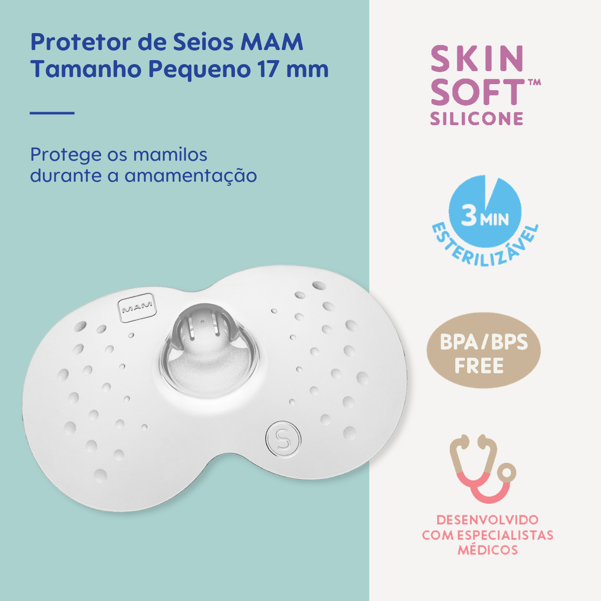 Protetor de Seios MAM Tamanho Pequeno Silicone Extrafino e Macio 2 Unidades