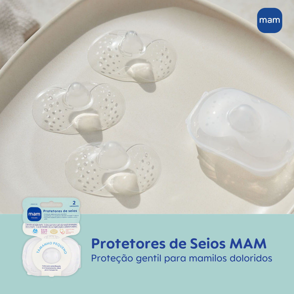 Protetor de Seios MAM Tamanho Pequeno Silicone Extrafino e Macio 2 Unidades