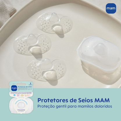 Protetor de Seios MAM Tamanho Pequeno Silicone Extrafino e Macio 2 Unidades
