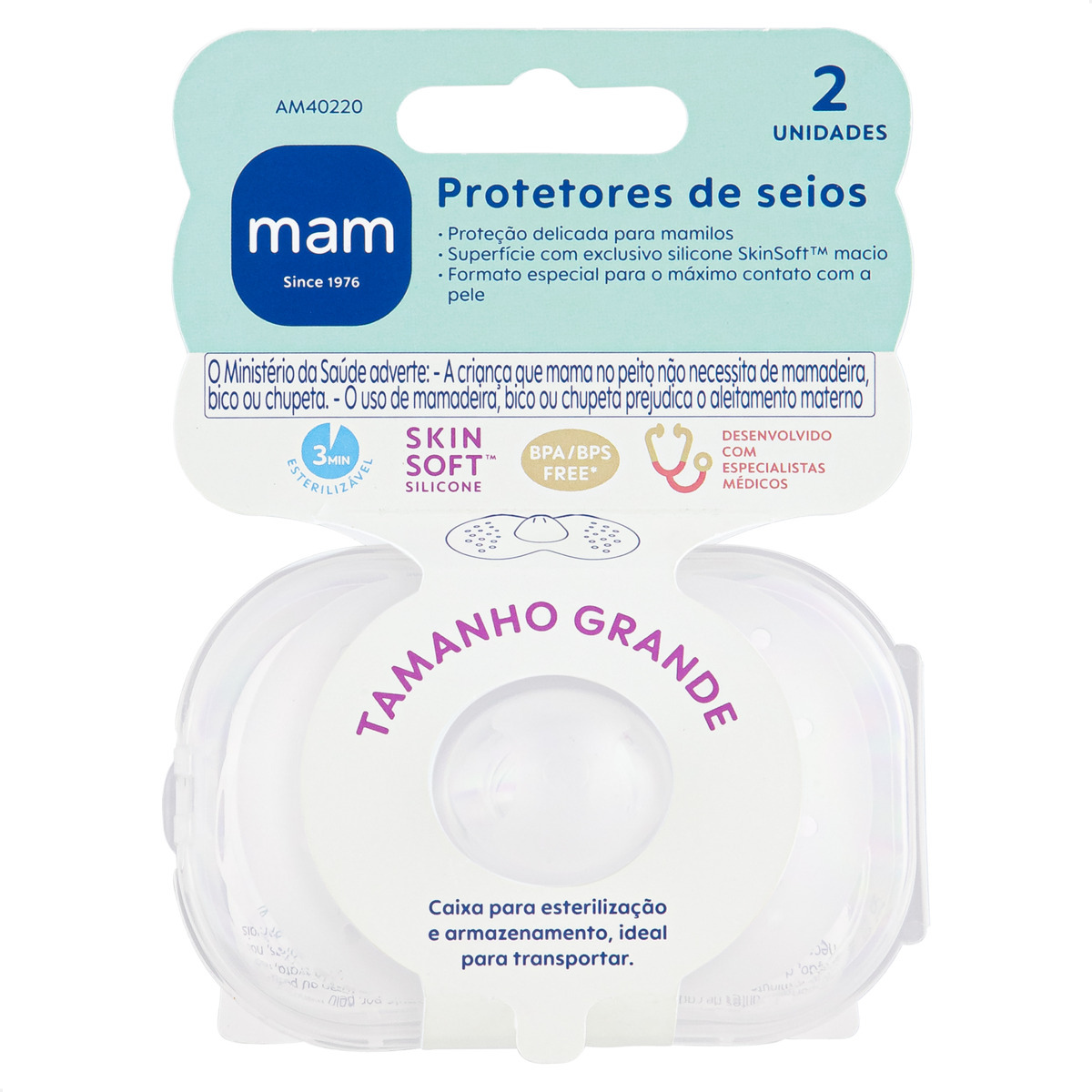 Protetor de Seios MAM Tamanho Grande Silicone Extrafino e Macio 2 Unidades
