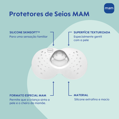 Protetor de Seios MAM Tamanho Grande Silicone Extrafino e Macio 2 Unidades