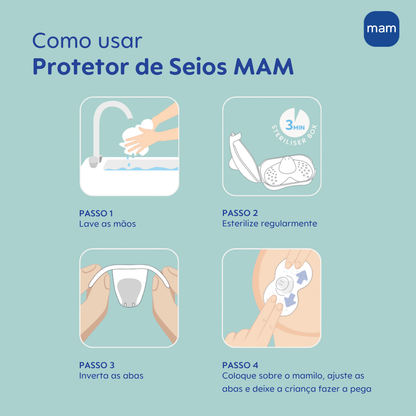 Protetor de Seios MAM Tamanho Grande Silicone Extrafino e Macio 2 Unidades