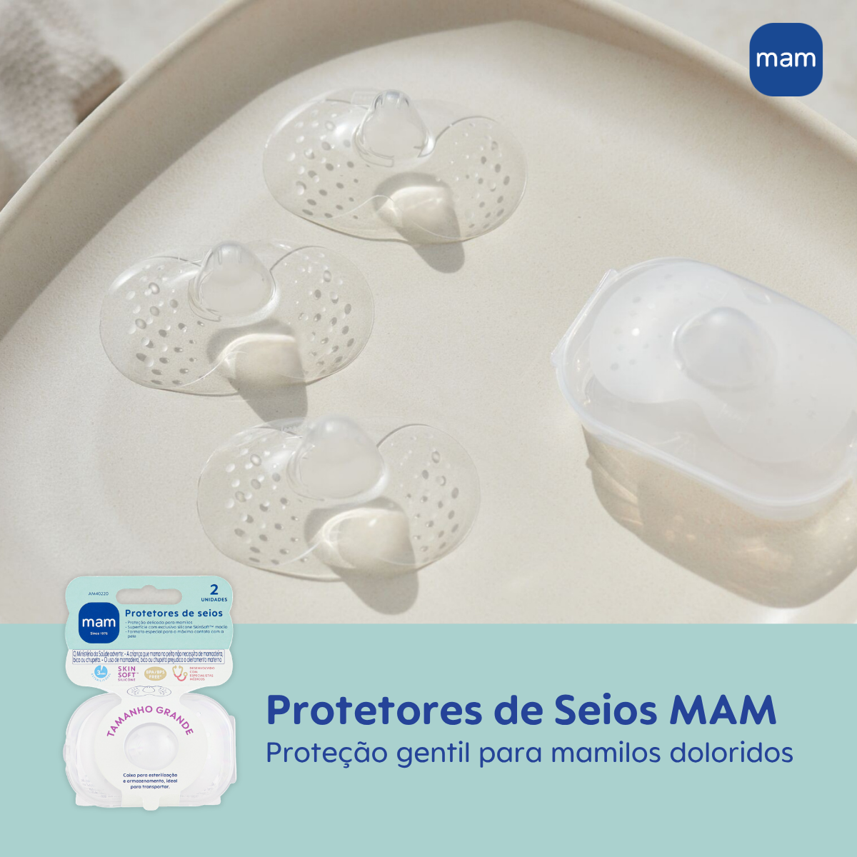 Protetor de Seios MAM Tamanho Grande Silicone Extrafino e Macio 2 Unidades