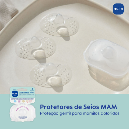 Protetor de Seios MAM Tamanho Grande Silicone Extrafino e Macio 2 Unidades