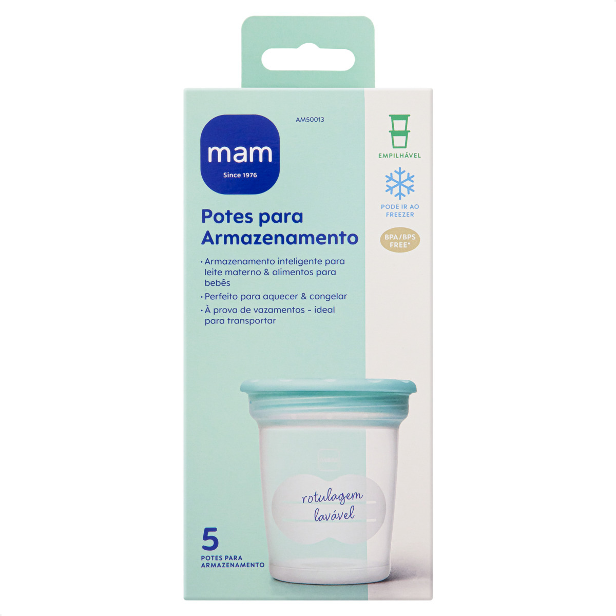 Kit 5 Potes para Armazenamento MAM 120ml com Tampa