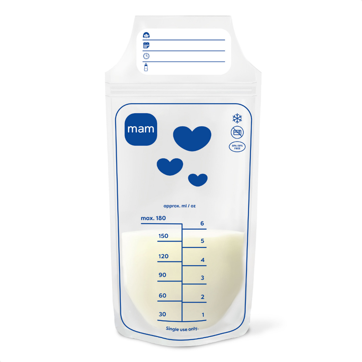 Sacos para Armazenar Leite Materno MAM (25 Unidades de 180ml)