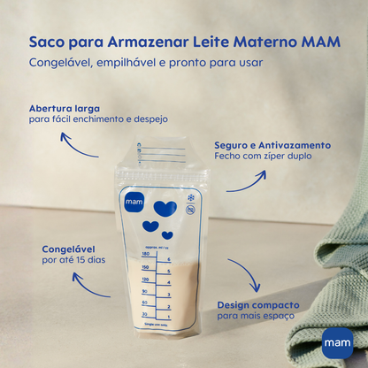 Sacos para Armazenar Leite Materno MAM (25 Unidades de 180ml)