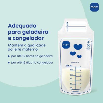 Sacos para Armazenar Leite Materno MAM (25 Unidades de 180ml)