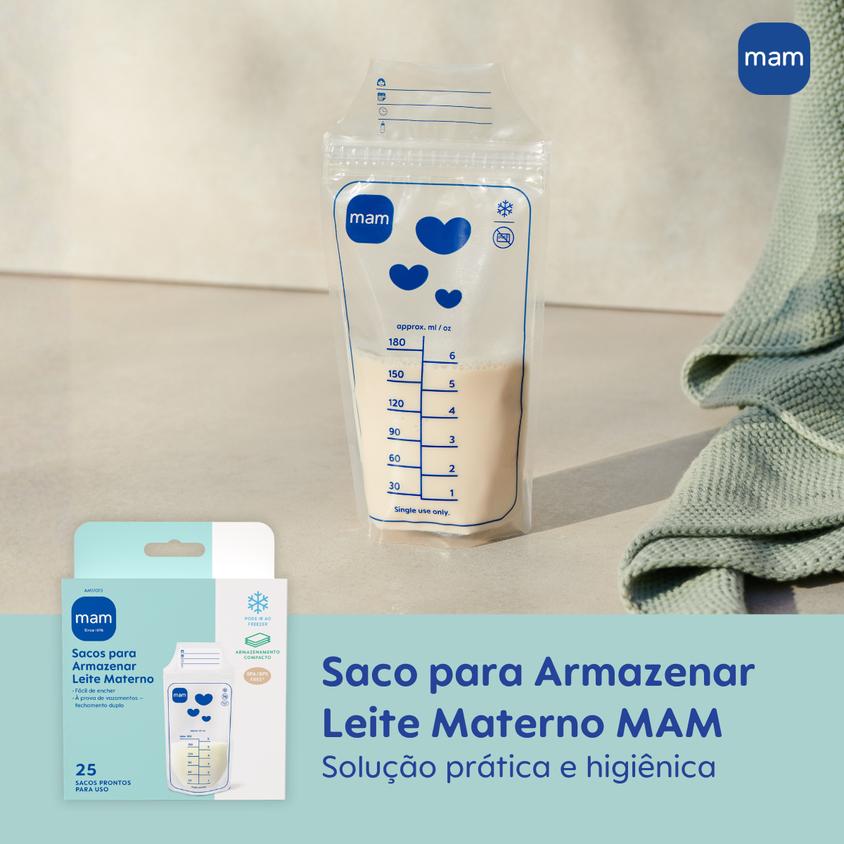 Sacos para Armazenar Leite Materno MAM (25 Unidades de 180ml)