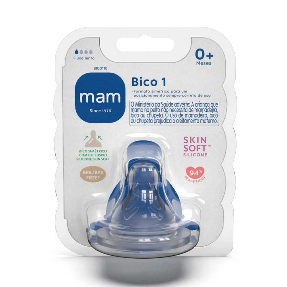 Bico nº 1 para Mamadeira MAM em Silicone Fluxo Lento 0+ Meses