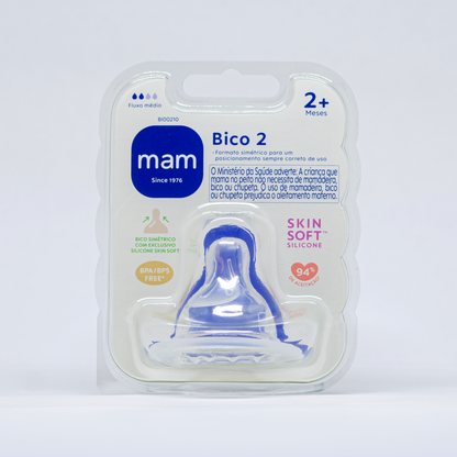 Bico nº 2 para Mamadeira MAM em Silicone Fluxo Médio 2+ Meses