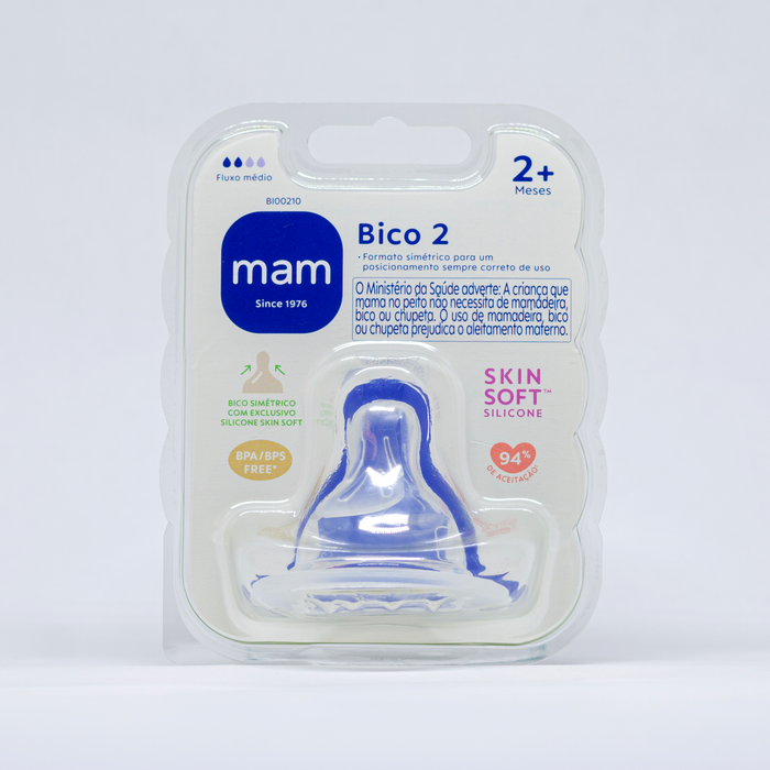 Bico nº 2 para Mamadeira MAM em Silicone Fluxo Médio 2+ Meses