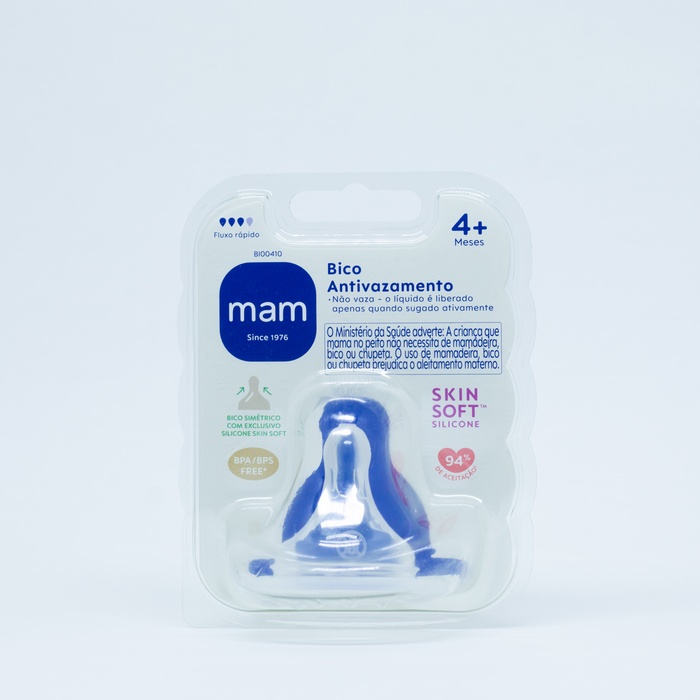 Bico Antivazamento para Mamadeira MAM em Silicone Fluxo Rápido 4+ Meses