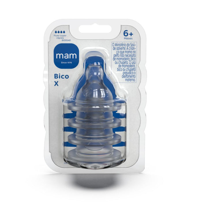 Kit 4 Bicos X  para Mamadeira MAM em Silicone Fluxo Super Rápido 6+ Meses
