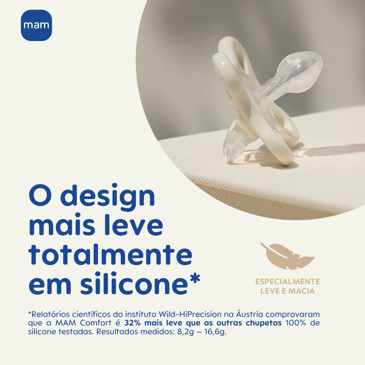 Chupeta MAM Comfort 100% Silicone 0-2 Meses Neutra com Caixa Esterilizadora