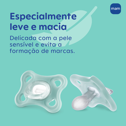 Chupeta MAM Comfort 100% Silicone 0-6 Meses com Caixa Esterilizadora Embalagem Dupla