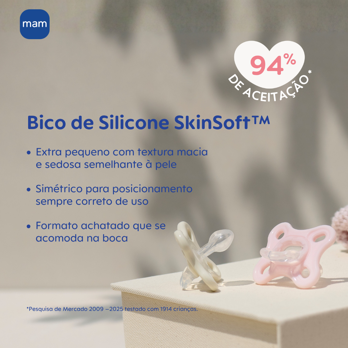 Chupeta MAM Comfort 100% Silicone 0-6 Meses com Caixa Esterilizadora Embalagem Dupla