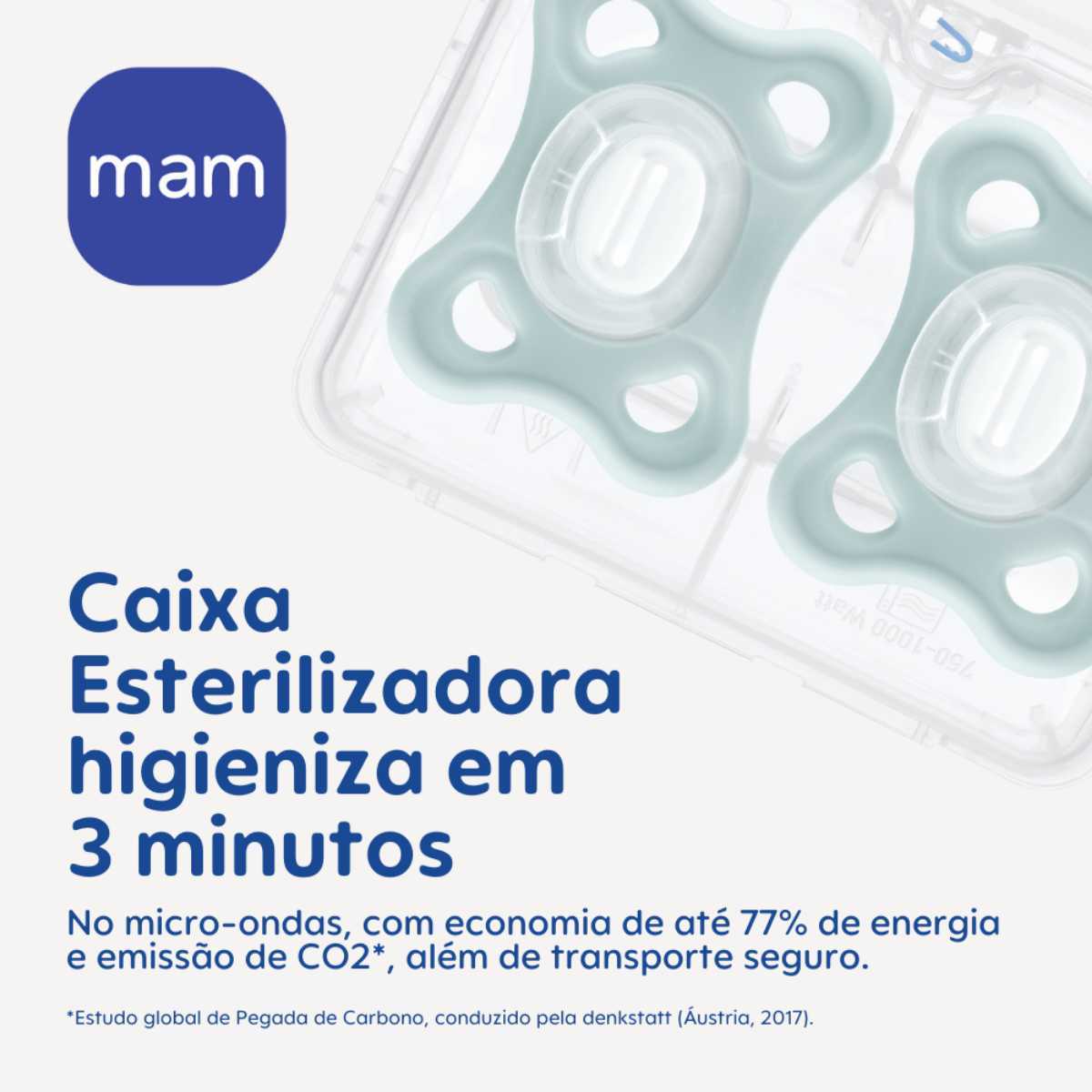 Chupeta MAM Comfort 100% Silicone 0-6 Meses com Caixa Esterilizadora Embalagem Dupla