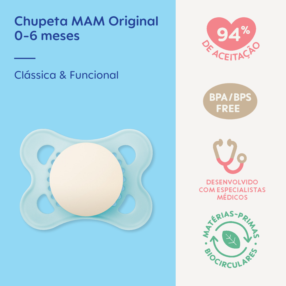 Chupeta MAM Original 0-6 Meses Azul