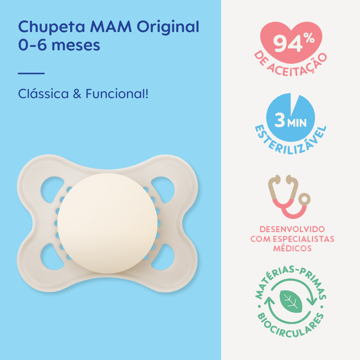 Chupeta MAM Original 0-6 Meses Neutra