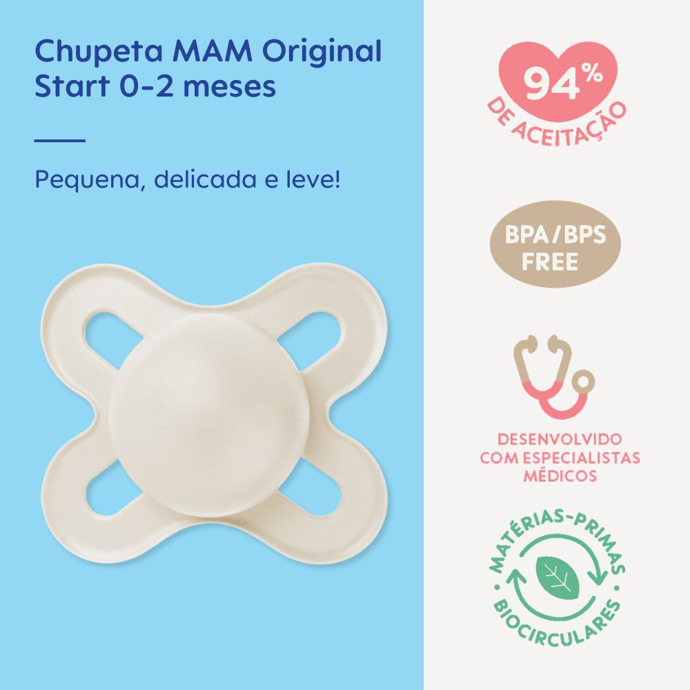 Chupeta MAM Original Start 0-2 Meses Neutra com Caixa Esterilizadora