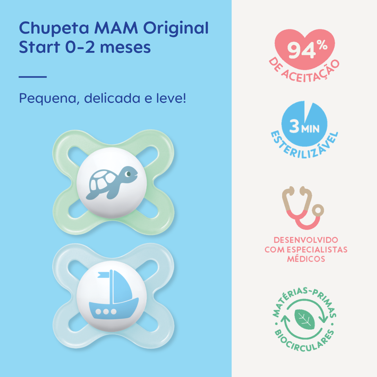 Chupeta MAM Original Start 0-2 Meses com Caixa Esterilizadora Embalagem Dupla