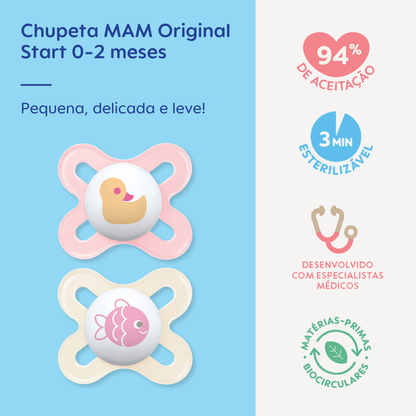 Chupeta MAM Original Start 0-2 Meses com Caixa Esterilizadora Embalagem Dupla