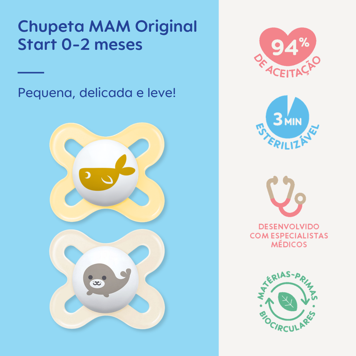 Chupeta MAM Original Start 0-2 Meses com Caixa Esterilizadora Embalagem Dupla