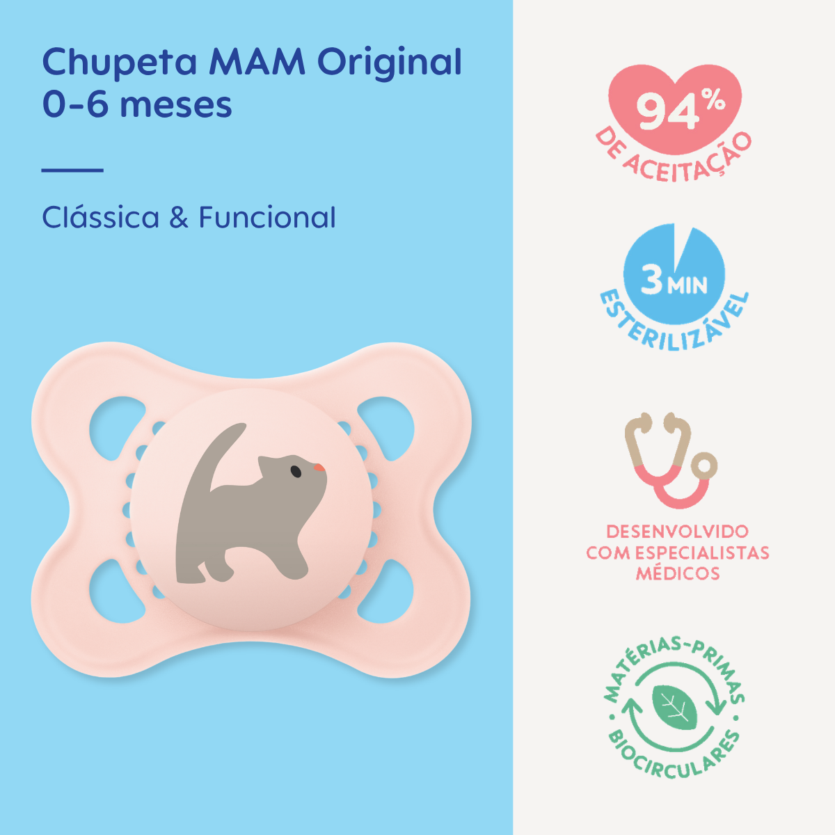 Chupeta MAM Original 0-6 Meses Rosa com Caixa Esterilizadora