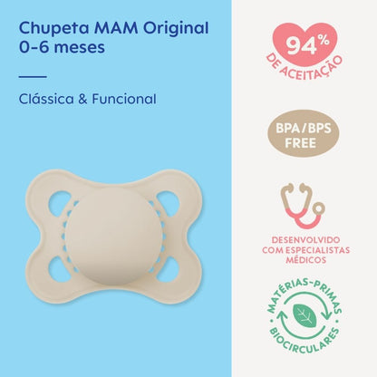 Chupeta MAM Original 0-6 Meses Neutra com Caixa Esterilizadora