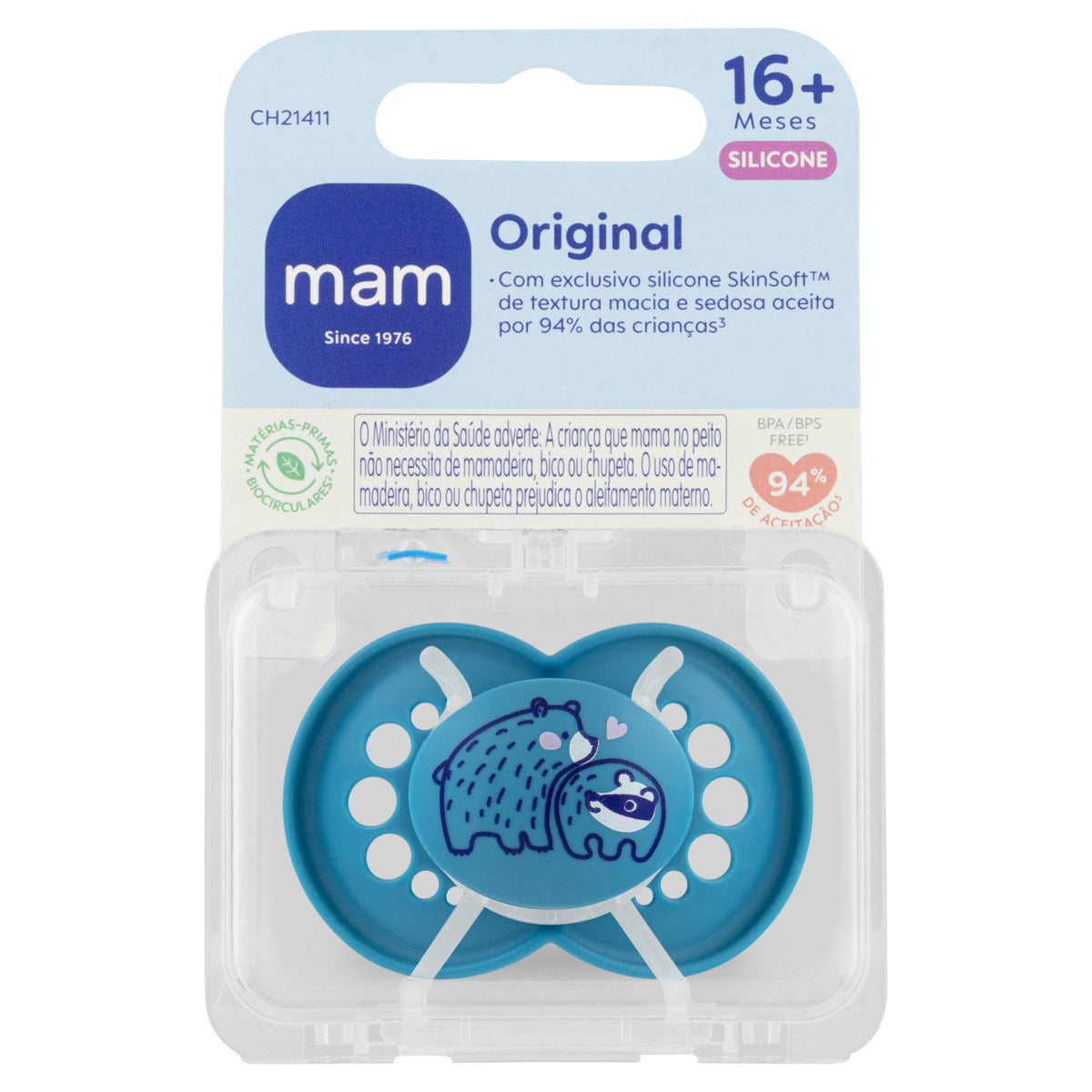 Chupeta MAM Original 16+ Meses Azul com Caixa Esterilizadora