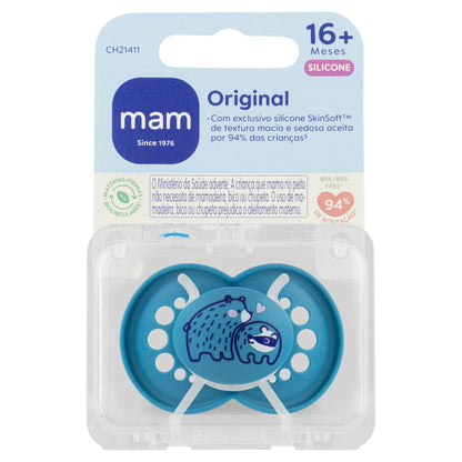 Chupeta MAM Original 16+ Meses Azul com Caixa Esterilizadora