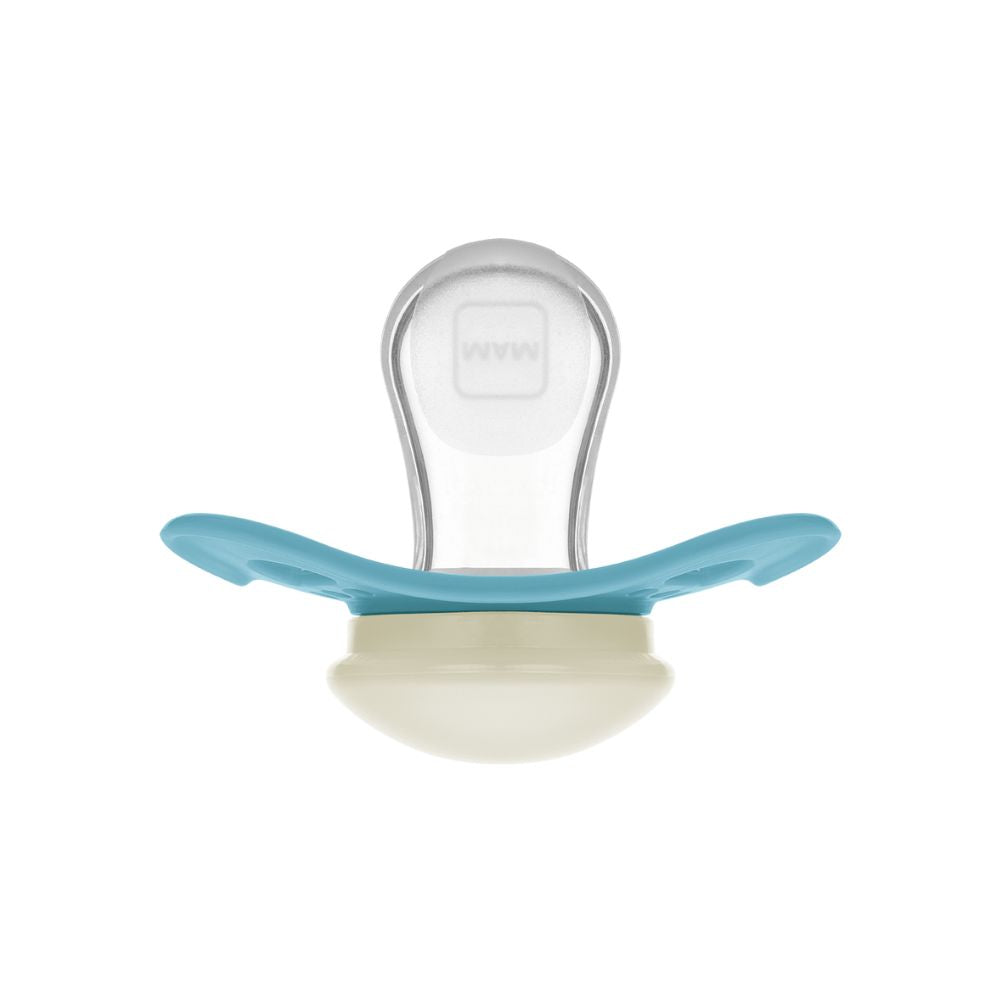 Chupeta MAM Original Night 0-6 Meses Azul com Botão Brilha no Escuro e Caixa Esterilizadora