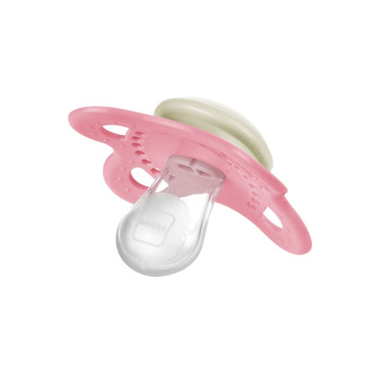 Chupeta MAM Original Night 0-6 Meses Rosa com Botão Brilha no Escuro e Caixa Esterilizadora