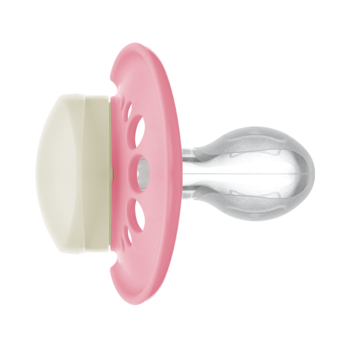 Chupeta MAM Original Night 6+ Meses Rosa com Botão Brilha no Escuro e Caixa Esterilizadora