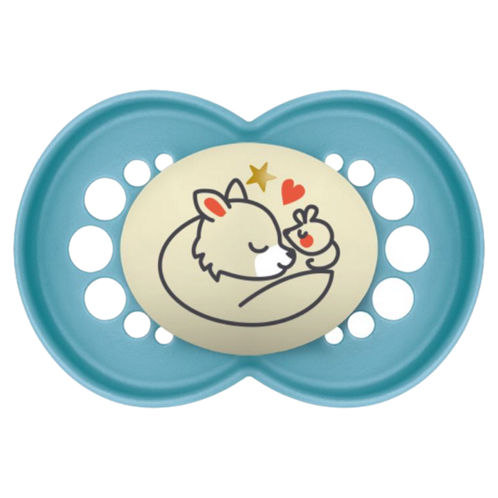 Chupeta MAM Original Night 16+ Meses Azul com Botão Brilha no Escuro e Caixa Esterilizadora