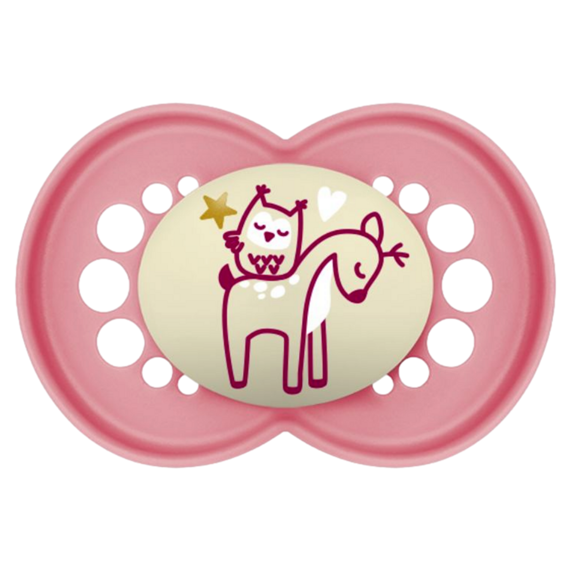 Chupeta MAM Original Night 16+ Meses Rosa com Botão Brilha no Escuro e Caixa Esterilizadora