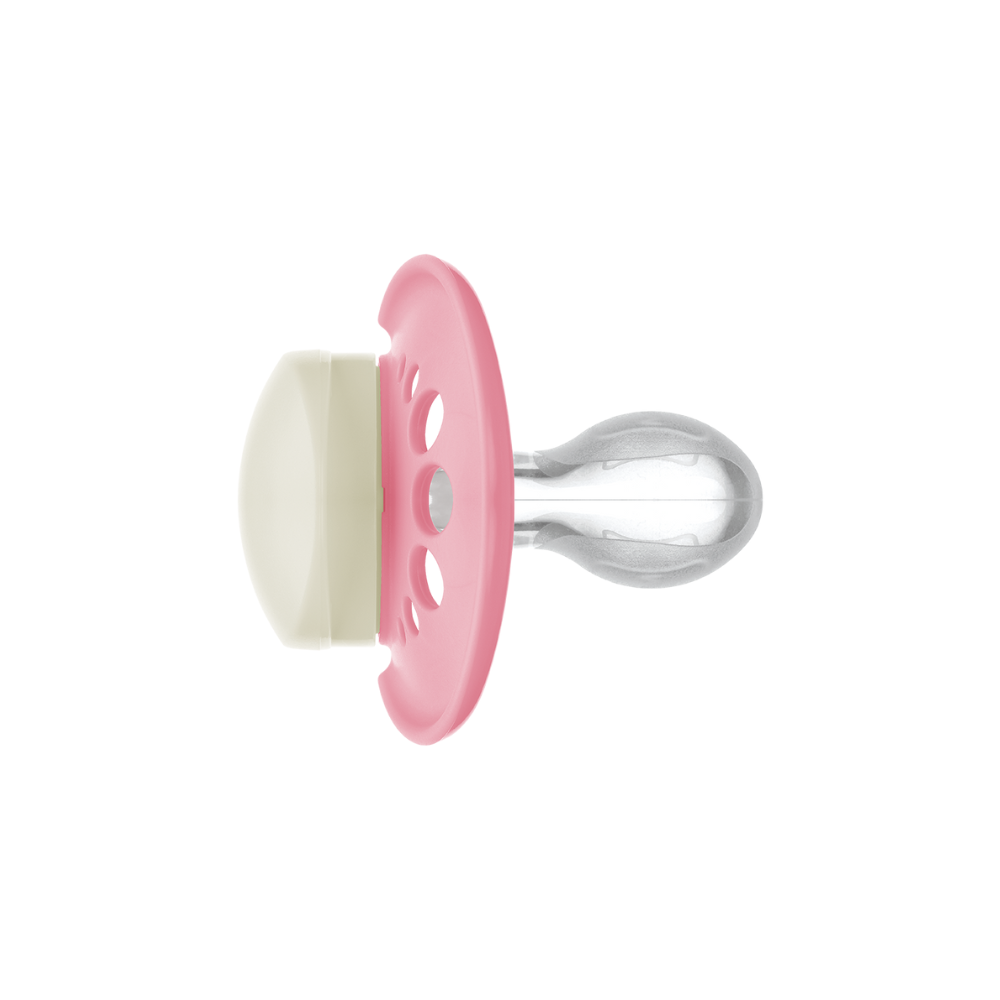 Chupeta MAM Original Night 16+ Meses Rosa com Botão Brilha no Escuro e Caixa Esterilizadora
